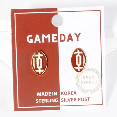 Fashnzfab Gold Dipped Gameday Football Stud Earrings In Brown