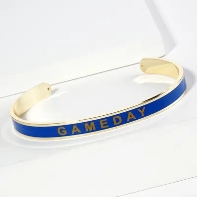 Fashnzfab Gold Dipped Gameday Message Enamel Cuff Bracelet Blue, Brown In Multi