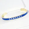Fashnzfab Gold Dipped Gameday Message Enamel Cuff Bracelet Blue, White In Multi