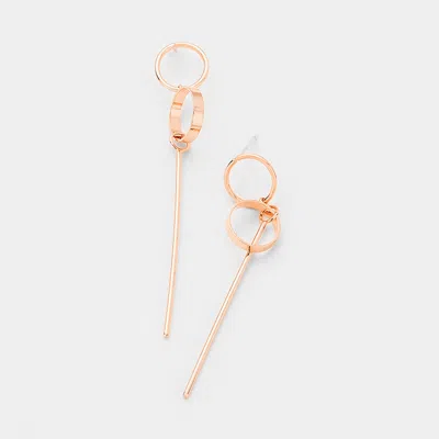 Fashnzfab Gold Dipped Geometric Metal Hoop Bar Link Earrings In Pink