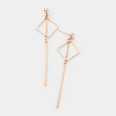 Fashnzfab Gold Dipped Geometric Metal Square Bar Link Earrings