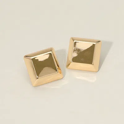 Fashnzfab Gold Dipped Geometric Square Stud Earrings