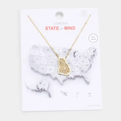 Fashnzfab Gold Dipped Georgia State Pendant Necklace