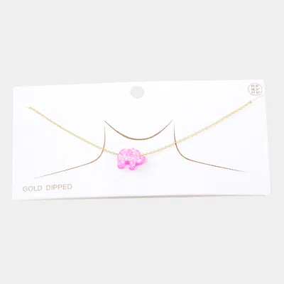 Fashnzfab Gold Dipped Glitter Elephant Pendant Necklace