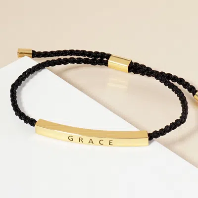 Fashnzfab Gold Dipped Grace Message Bar Pointed Rope Adjustable Cinch Pull Tie Bracelet Gold