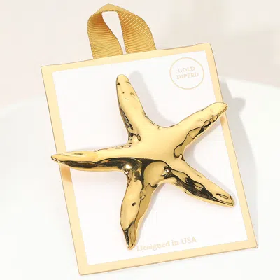 Fashnzfab Gold Dipped Hammered Starfish Pin Brooch