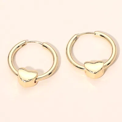 Fashnzfab Gold Dipped Heart Accent Huggie Hoop Earrings In Silver