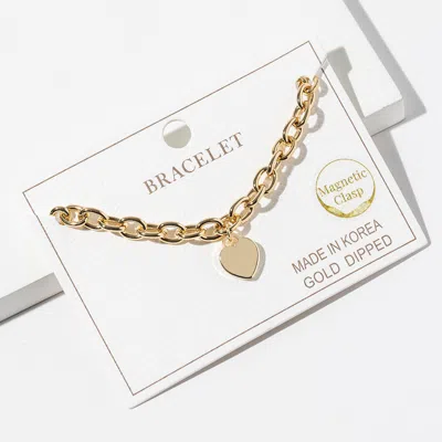 Fashnzfab Gold Dipped Pearl Charm Chain Magnetic Bracelet In Multi