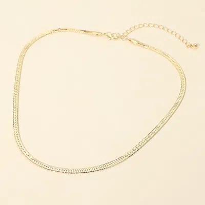 Fashnzfab Gold Dipped Herringbone Chain Necklace