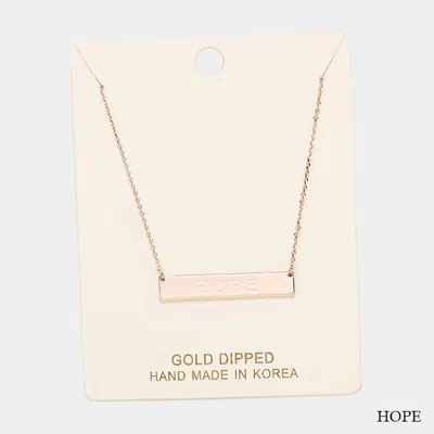 Fashnzfab Gold Dipped "hope" Embossed Bar Necklace