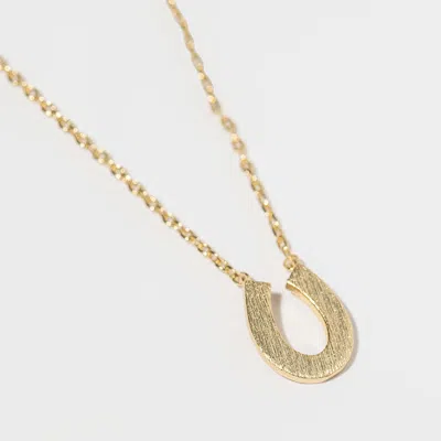 Fashnzfab Gold Dipped Horseshoe Pendant Necklace