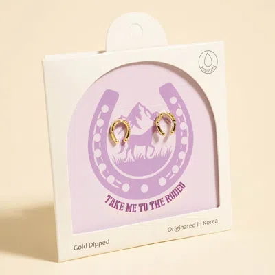 Fashnzfab Gold Dipped Horseshoe Stud Earrings Gold In Pink