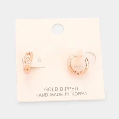 Fashnzfab Gold Dipped Huggie Hoop Metal Earrings In Pink