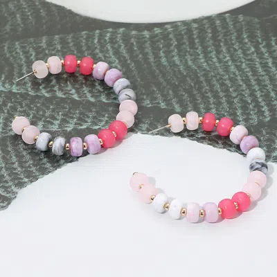 Fashnzfab Gold Dipped Hypoallergenic Bold Beaded Hoop Earrings In Multi