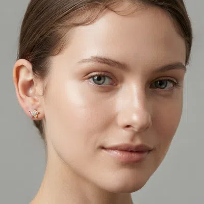Fashnzfab Gold Dipped Hypoallergenic Cz Pave Petite Star Stud Earrings