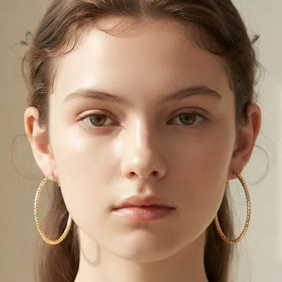 Fashnzfab Gold Dipped Hypoallergenic Textured Metal Hoop Earrings