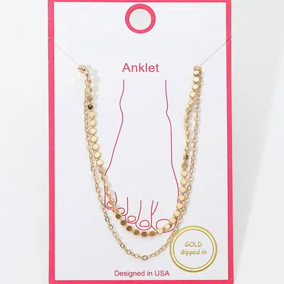 Fashnzfab Gold Dipped Layered Disc Chain Anklet