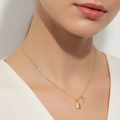 Fashnzfab Gold Dipped Lock And Key Pendant Necklace