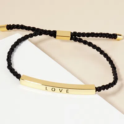 Fashnzfab Gold Dipped Love Message Bar Pointed Rope Adjustable Cinch Pull Tie Bracelet Gold