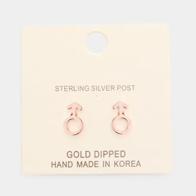 Fashnzfab Gold Dipped Male Astrological Sign Stud Earrings In Pink