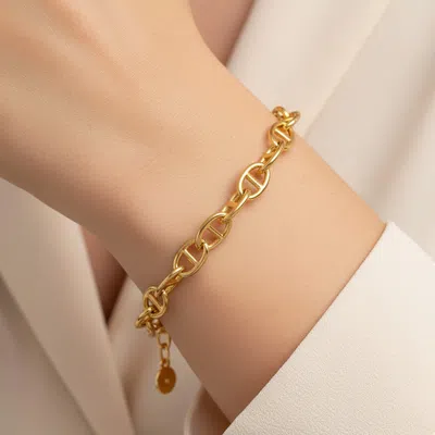 Fashnzfab Gold Dipped Mariner Link Chain Bracelet