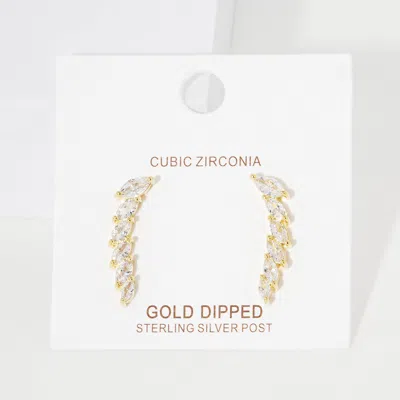 Fashnzfab Gold Dipped Marquise Cz Drop Sterling Silver Post Earrings