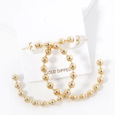 Fashnzfab Gold Dipped Metal Ball Hoop Earrings