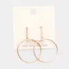 Fashnzfab Gold Dipped Metal Bar Open Circle Dangle Earring - Rose Gold In Gold