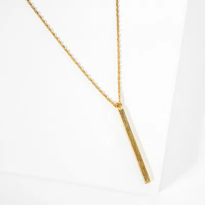 Fashnzfab Gold Dipped Metal Bar Pendant Necklace