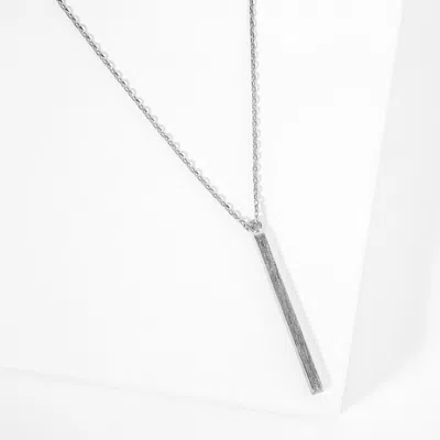 Fashnzfab Gold Dipped Metal Bar Pendant Necklace In Silver
