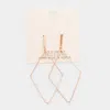 Fashnzfab Gold Dipped Metal Bar Rhombus Earring - Rose Gold In Multi