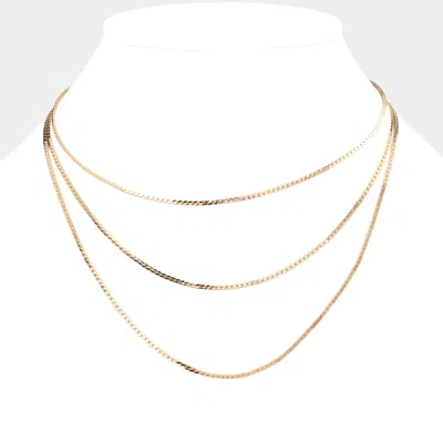 Fashnzfab Gold Dipped Metal Chain Triple Layered Bib Necklace