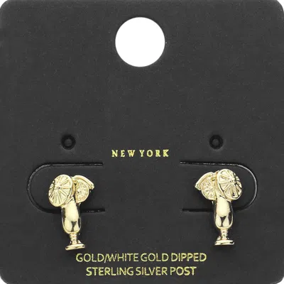 Fashnzfab Gold Dipped Metal Cocktail Stud Earrings