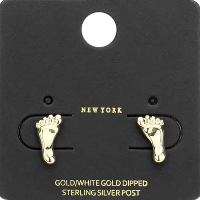 Fashnzfab Gold Dipped Metal Foot Stud Earrings - Gold