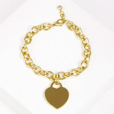 Fashnzfab Gold Dipped Metal Heart Lock Charm Bracelet Gold