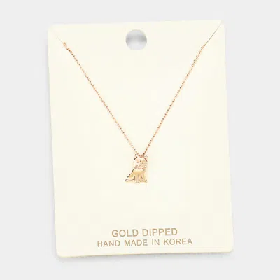 Fashnzfab Gold Dipped Metal Puppy Pendant Necklace