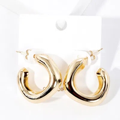 Fashnzfab Gold Dipped Metal Square Hoop Earrings