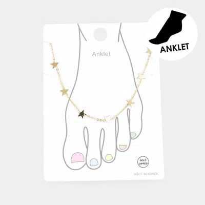Fashnzfab Gold Dipped Metal Star Station Anklet - Gold