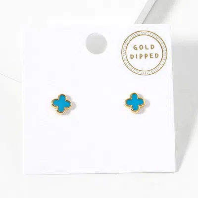 Fashnzfab Gold Dipped Mini Quatrefoil Stud Earrings In Multi