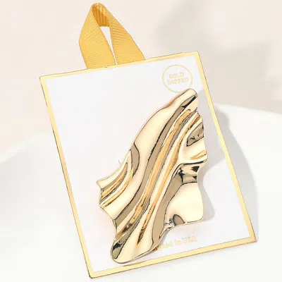 Fashnzfab Gold Dipped Modern Fluid Abstract Wave Pin Brooch