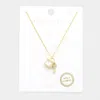 Fashnzfab Gold Dipped Mother Of Pearl Lock Key Pendant Necklace In Gold
