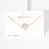 Fashnzfab Gold Dipped Mother Of Pearl Quatrefoil Charm Bracelet - Gold In Brown