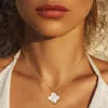 Fashnzfab Gold Dipped Mother Of Pearl Quatrefoil Pendant Necklace - Gold In Gold