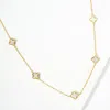 Fashnzfab Gold Dipped Mother Of Pearl Quatrefoil Station Necklace - Gold, White In Gold
