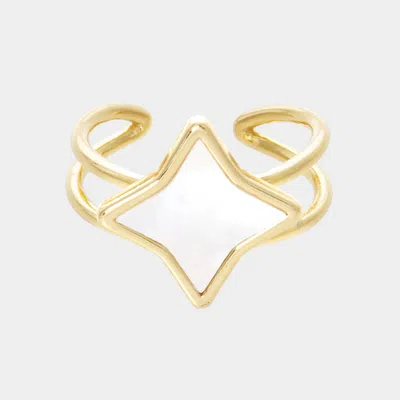 Fashnzfab Gold Dipped Mother Of Pearl Ring - Gold