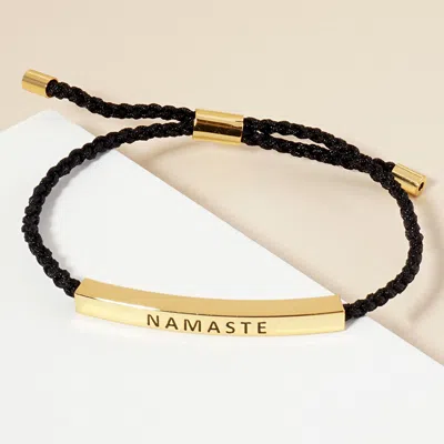 Fashnzfab Gold Dipped Namaste Message Bar Pointed Rope Adjustable Cinch Pull Tie Bracelet Gold