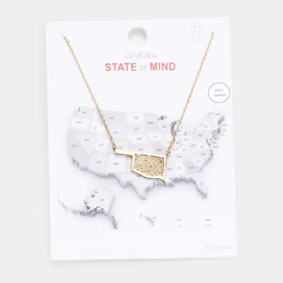 Fashnzfab Gold Dipped Oklahoma State Pendant Necklace