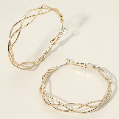 Fashnzfab Gold Dipped Open Crossover Twisted Hoop Earrings