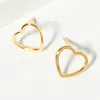 Fashnzfab Gold Dipped Open Heart Stud Earrings - Gold In Gold