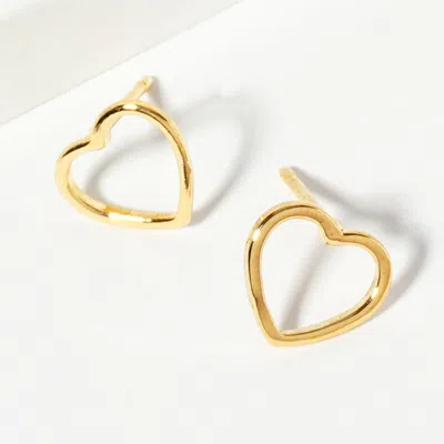 Fashnzfab Gold Dipped Open Heart Stud Earrings - Gold